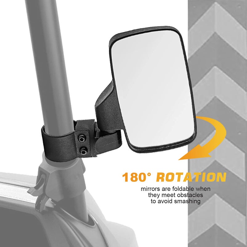 WSays 15" Wide Center View Mirror for 2" roll Bar & UTV Right Left Side Mirrors with 1.5"-2" Adjustable Clamp & Grab Handle Set Compatible with Can-Am Fit Polaris Fit Honda Talon Fit Kawasaki Kubota - Image 5